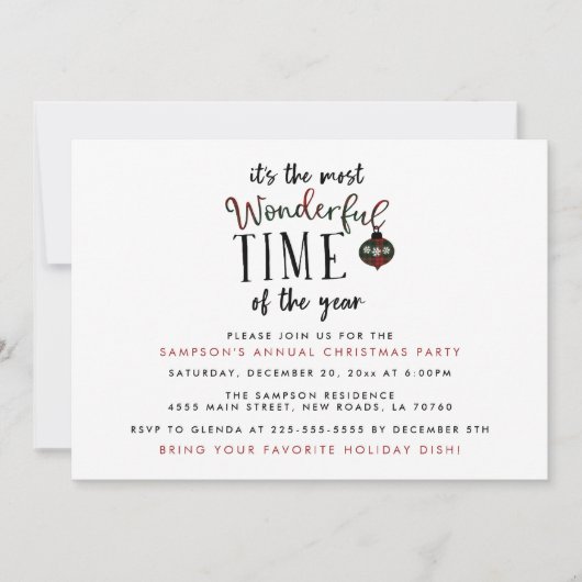 Geweldige tijd van de kerst-uitnodigingen van het kaart (Voorkant)