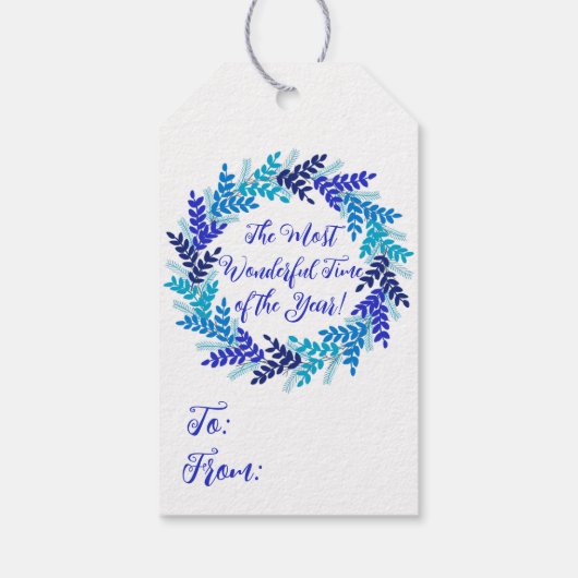 Geweldige tijd van het jaar Blauwe Kerstmis Cadeaulabel (Achterkant)