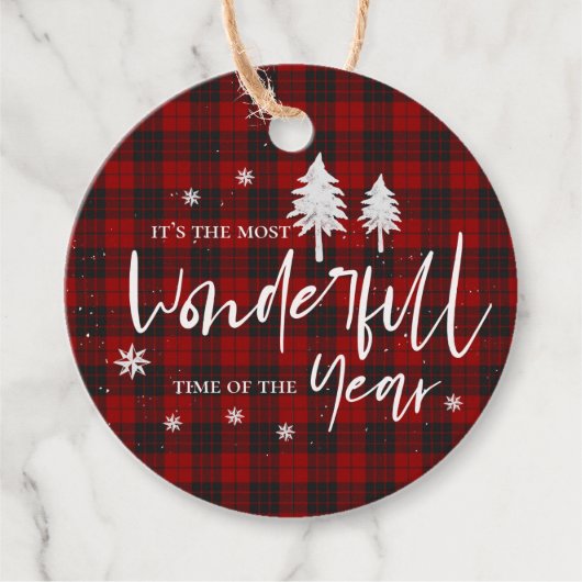 Geweldige tijd van het jaar Rode Kerstmis Bedankjes Labels (Voorkant)