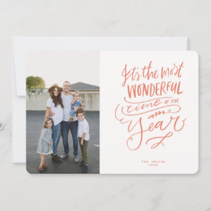 Geweldige tijd van het jaar roze rode fotoauto kaart