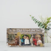 Geweldige tijd van het jaar Snowflakes en hout Kaart (Staand voorkant)