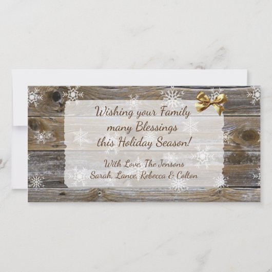 Geweldige tijd van het jaar Snowflakes en hout Kaart (Achterkant)