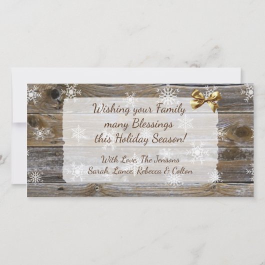 Geweldige tijd van het jaar Snowflakes en hout Kaart (Achterkant)
