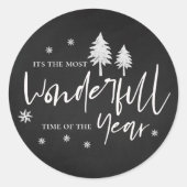 Geweldige tijd van het jaar zwart-wit ronde sticker (Voorkant)