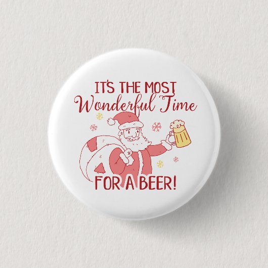 Geweldige tijd voor een bierkerstman ronde button 3,2 cm (Voorkant)