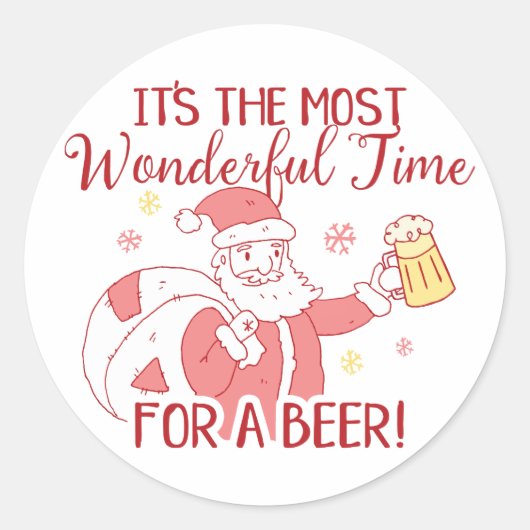 Geweldige tijd voor een bierkerstman ronde sticker (Voorkant)
