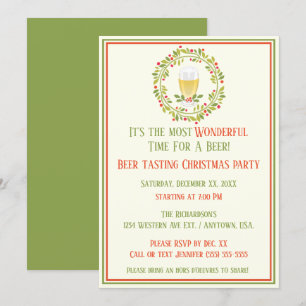 Geweldige tijd voor een kerstfeest met biertjes kaart