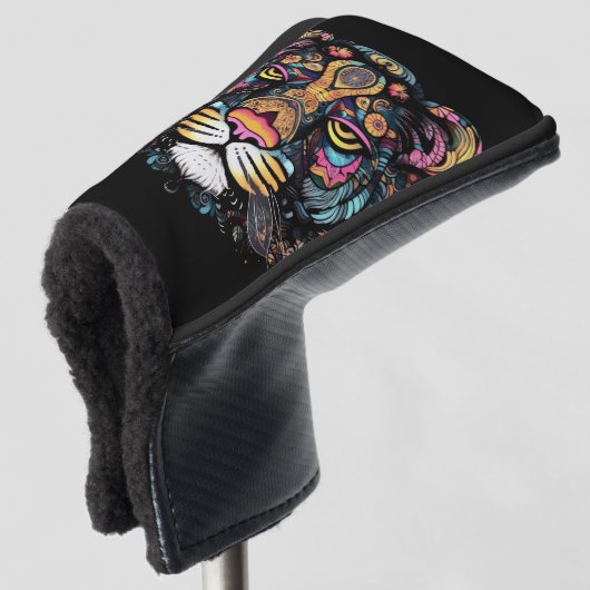 Geweldige tijgerkop golfheadcover (3/4 voorkant)