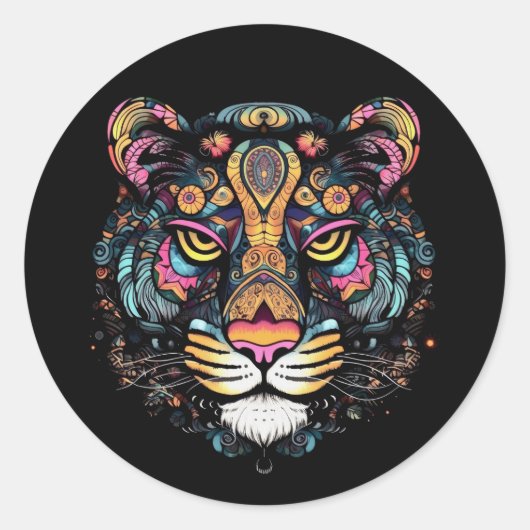 Geweldige Tijgerkop Ronde Sticker (Voorkant)
