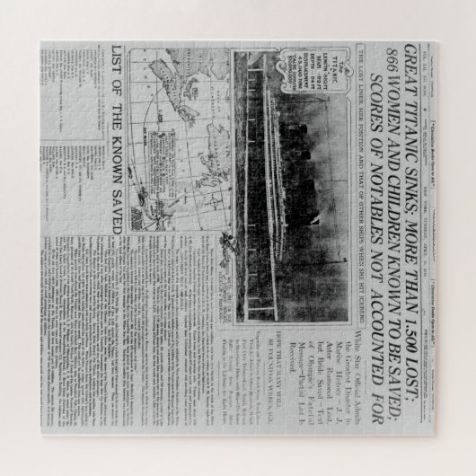 Geweldige Titanic Sinks!  krantenkoppen Legpuzzel (Horizontaal)