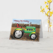 Geweldige tractor in het veld Verjaardag Kaart (Gele Bloem)
