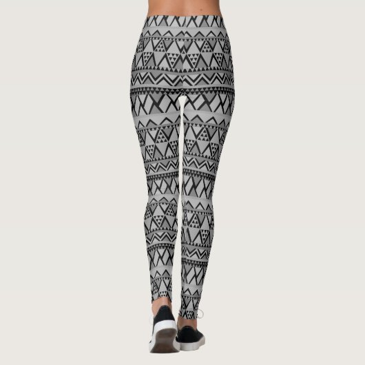 Geweldige Trendy Gray tribal Geometric Pattern Leggings (Achterkant)
