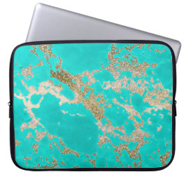 Geweldige trendy modern faux goudglitter marmer laptop sleeve