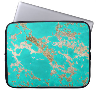 Geweldige trendy modern faux goudglitter marmer laptop sleeve