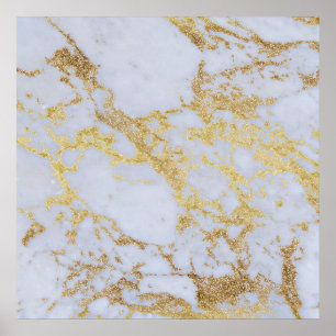 Geweldige trendy modern faux goudglitter marmer poster