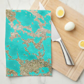 Geweldige trendy modern faux goudglitter marmer theedoek (Quarter Fold)