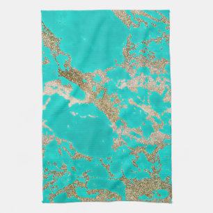 Geweldige trendy modern faux goudglitter marmer theedoek