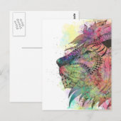 Geweldige tribale waterverf leeuw ontwerp briefkaart (Voorkant / Achterkant)