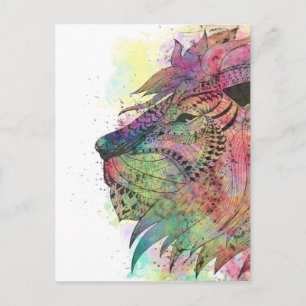 Geweldige tribale waterverf leeuw ontwerp briefkaart