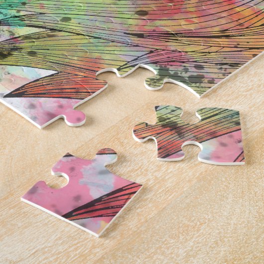 Geweldige tribale waterverf leeuw ontwerp legpuzzel (Zijkant)