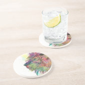 Geweldige tribale waterverf leeuw ontwerp zandsteen onderzetter (Zijkant)