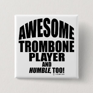Geweldige Trombone Player Vierkante Button 5,1 Cm