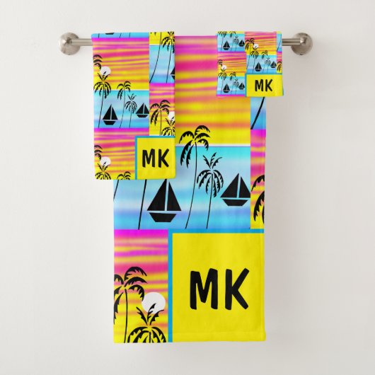 Geweldige tropische zonsondergang zeilen bad handdoek (Insitu)