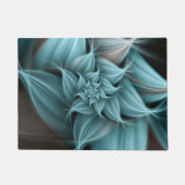 Geweldige turquoise bloemfractal deurmat (Voorkant)