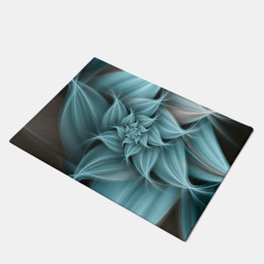 Geweldige turquoise bloemfractal deurmat (Schuin)