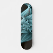 Geweldige turquoise bloemfractal persoonlijk skateboard (Voorkant)