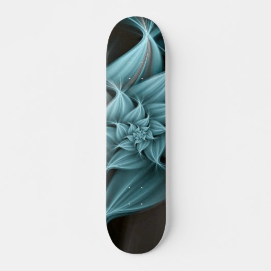 Geweldige turquoise bloemfractal persoonlijk skateboard (Voorkant)