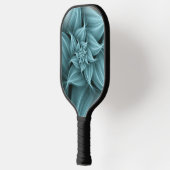 Geweldige turquoise bloemfractal pickleball paddle (Links)