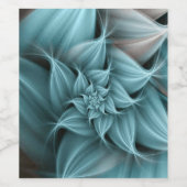 Geweldige turquoise bloemfractal wijn etiket (Enkel label)