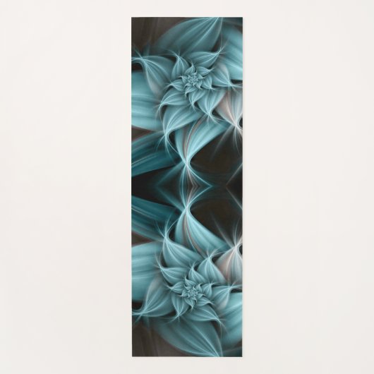Geweldige turquoise bloemfractal yogamat (Voorkant)