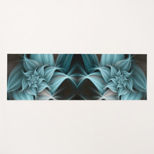 Geweldige turquoise bloemfractal yogamat (Voorkant (horizontaal))