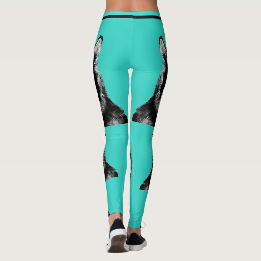 Geweldige Turquoise Siberian Husky Dog Leggings (Achterkant)
