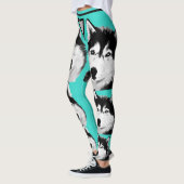 Geweldige Turquoise Siberian Husky Dog Leggings (Links)