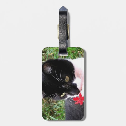 Geweldige Tuxedo Cat in de tuin Bagagelabel (Achterkant verticaal)