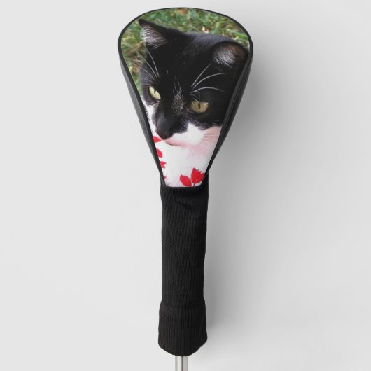 Geweldige Tuxedo Cat in de tuin Golfheadcover (Voorkant)