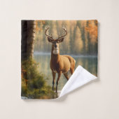 Geweldige Twaalf Punt Buck in Herfstwateren Bad Handdoek (Wasdoekje)