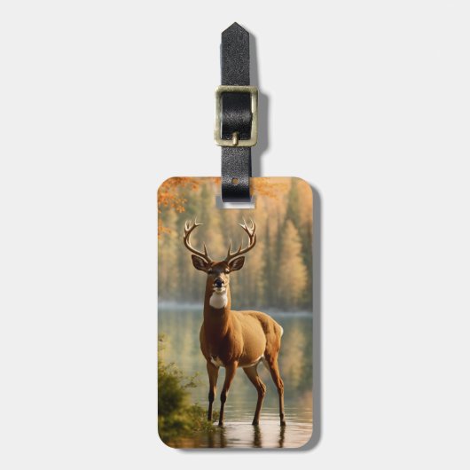 Geweldige Twaalf Punt Buck in Herfstwateren Bagagelabel (Voorkant verticaal)