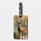 Geweldige Twaalf Punt Buck in Herfstwateren Bagagelabel (Achterkant verticaal)