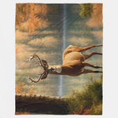 Geweldige Twaalf Punt Buck in Herfstwateren Fleece Deken (Voorkant)