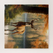 Geweldige Twaalf Punt Buck in Herfstwateren Legpuzzel (Horizontaal)