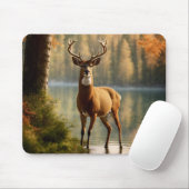 Geweldige Twaalf Punt Buck in Herfstwateren Muismat (Met muis)
