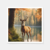 Geweldige Twaalf Punt Buck in Herfstwateren Servet (Voorkant)