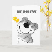 GEWELDIGE TWEEDE DAG ***NEPHEW *** met CUTE TEDDYB Kaart (Gele Bloem)