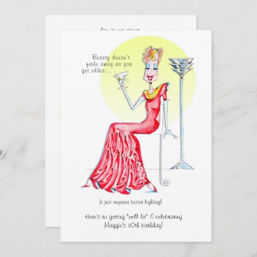 Geweldige uitnodiging voor de verjaardag van het v (Voorkant / Achterkant)