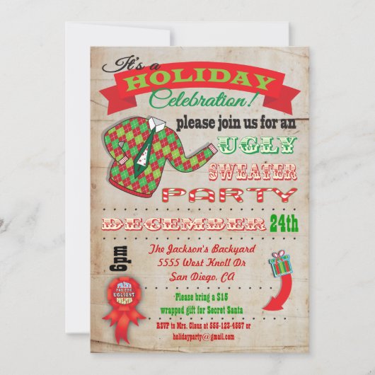 Geweldige uitnodiging voor kerstfeestelijke feestd (Voorkant)