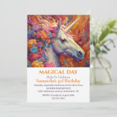 GEWELDIGE UNICORN 3e verjaardagsuitnodiging Kaart (Staand voorkant)